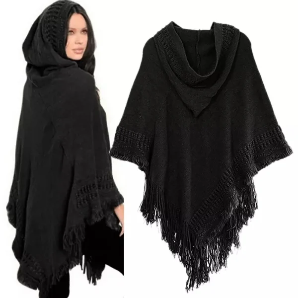 écharpe femme style manteau cape à franges