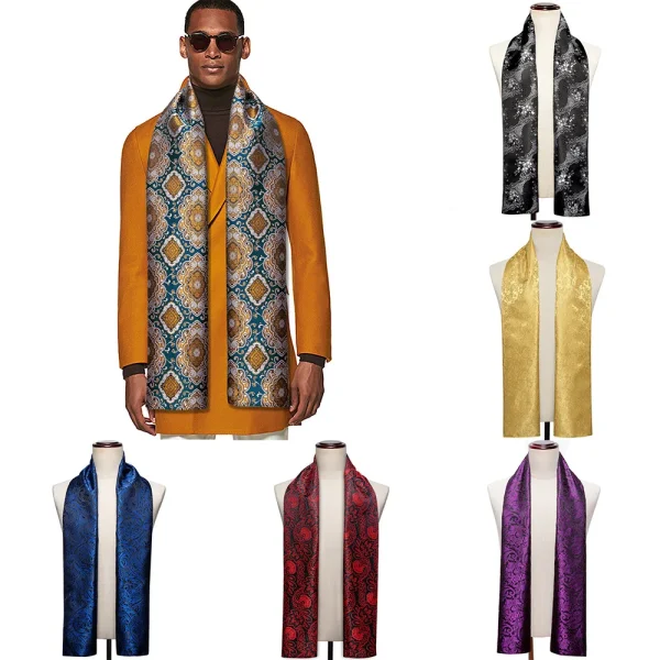 echarpe de luxe hommes en soie motif floral