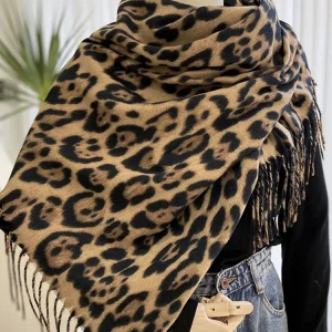 écharpe de luxe femme vintage imprimé léopard