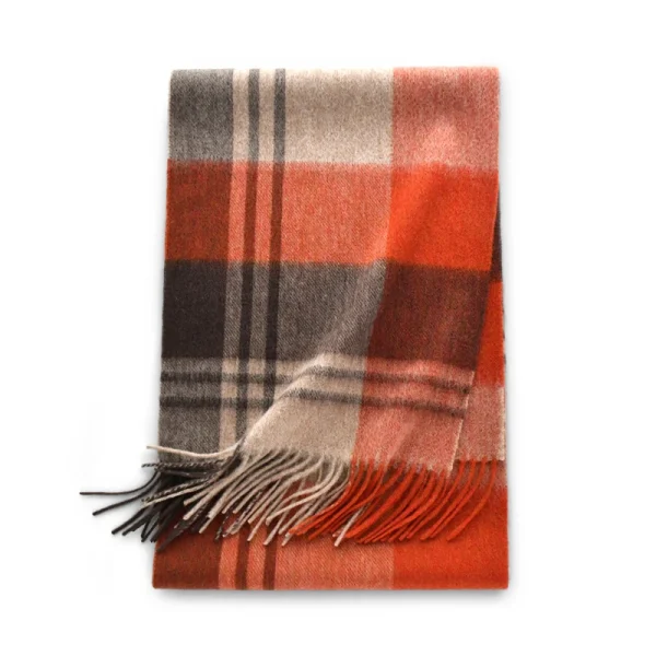 écharpe en laine 100% orange marron
