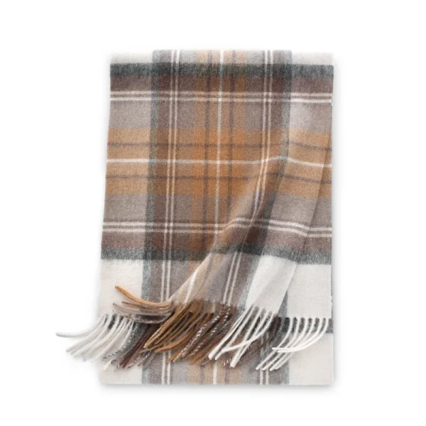 écharpe de luxe à carreaux marron clair